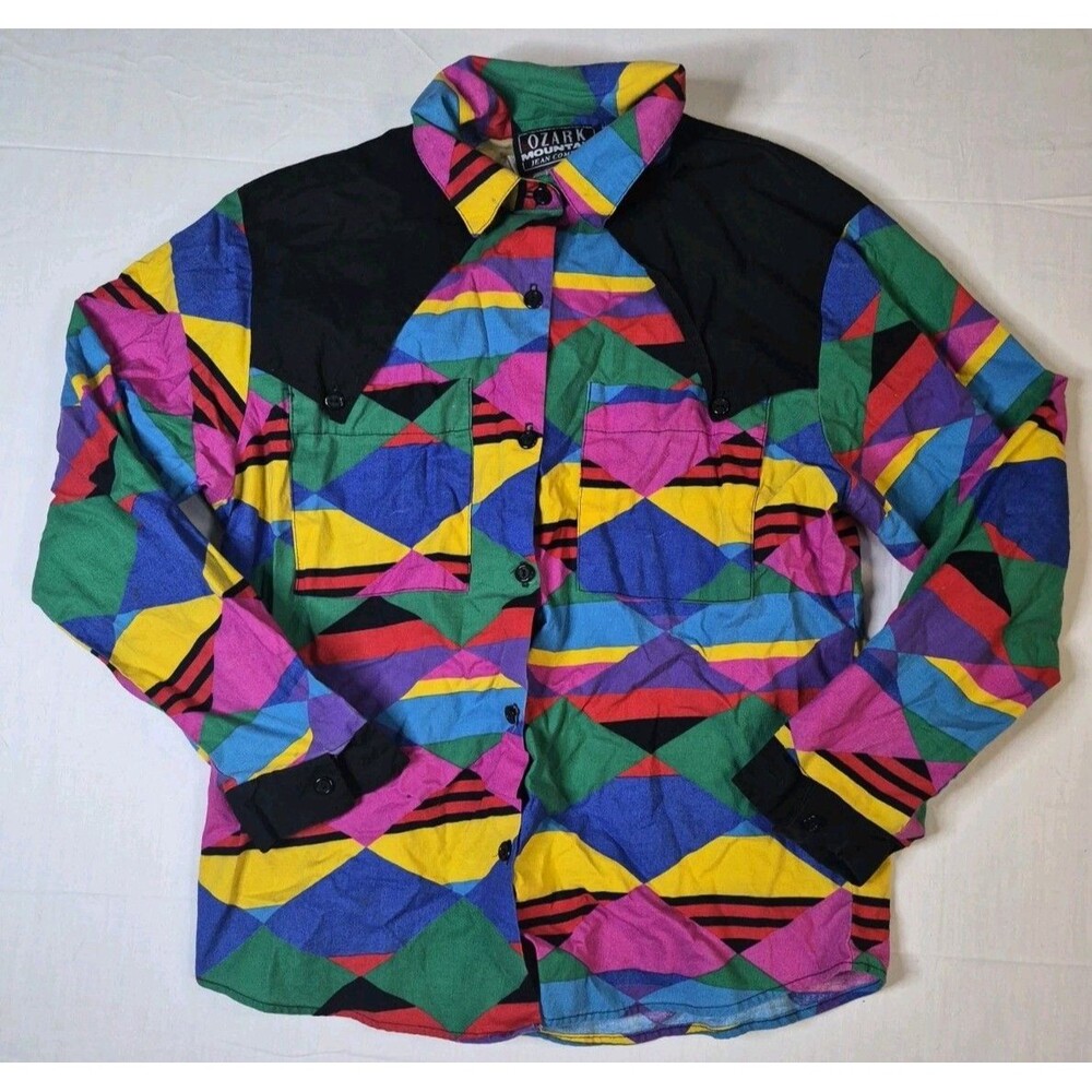 Ozark Mountain Shirt Women’s Small Pink Southwestern Aztec Button Up Vintage Y2K